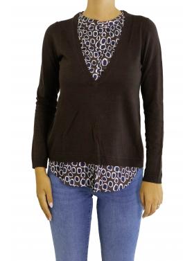 Maglia con camicia fantasia
